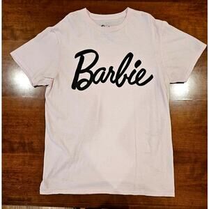 Barbie Pink T shirt, Licensed Official Logo, 100% Cotton, Sz M